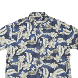 CROFT&BARROW Mens Blue Floral Short Sleeve Shirt XL Cotton Blend Summer Holiday