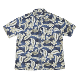 CROFT&BARROW Mens Blue Floral Short Sleeve Shirt XL Cotton Blend Summer Holiday