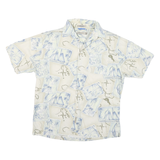 RETREAT Mens Cream & Blue Sailing Map Print Cotton Shirt L Summer Casual