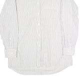 Mens White & Black Striped Cotton Blend Shirt L Classic Long Sleeve Button Shirt