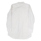 Mens White & Black Striped Cotton Blend Shirt L Classic Long Sleeve Button Shirt