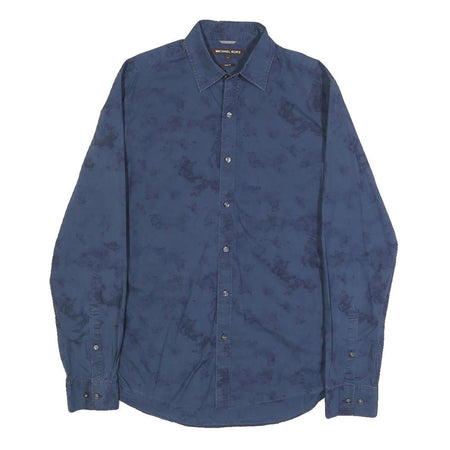 MICHAEL KORS Mens Blue Slim Fit Cotton Shirt S Stylish Button Shirt