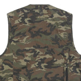 Mens Green Camouflage Cotton Zip Jacket Vest M Utility Pocket Outdoor Casual