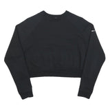 NIKE Womens Black Crew Neck M Cotton Blend Crop Sweatshirt Sportswear