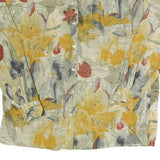 CANDA Womens Beige Floral Shirt Long Sleeve Collared XL Button Closure