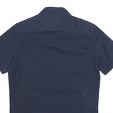 TOMMY HILFIGER Mens Navy Blue Cotton Blend Shirt M Casual Button Front Short