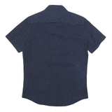 TOMMY HILFIGER Mens Navy Blue Cotton Blend Shirt M Casual Button Front Short