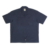 DICKIES Mens Navy Plain Shirt Short Sleeve XL Workwear Durable Button Front