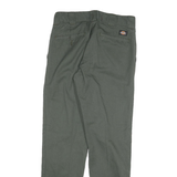 DICKIES Mens Cotton Blend Slim Green Trousers W30 L28 Workwear Straight Zip