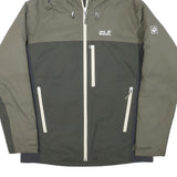 JACK WOLFSKIN Mens Green & Grey Outdoor Jacket S Cotton Blend Zip Hooded