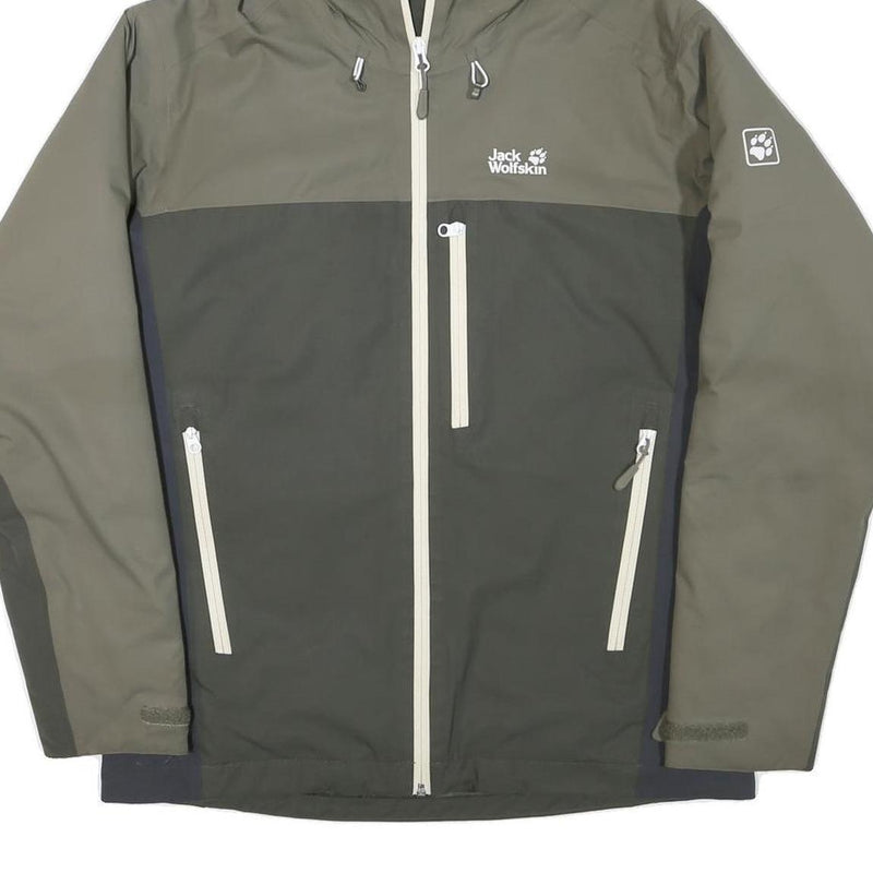 JACK WOLFSKIN Mens Green & Grey Outdoor Jacket S Cotton Blend Zip Hooded