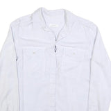 ZARA WOMAN Womens White Cotton Blend Basic Shirt Long Sleeve Collared L Button