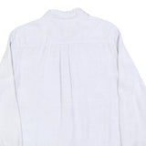 ZARA WOMAN Womens White Cotton Blend Basic Shirt Long Sleeve Collared L Button