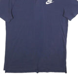 NIKE Mens Navy Blue Short Sleeve Plain L Polo Shirt Cotton Blend Casual