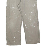 CARHARTT Mens Relaxed Beige Cotton Blend Trousers W32 L26 Workwear Zip Pocket