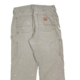 CARHARTT Mens Relaxed Beige Cotton Blend Trousers W32 L26 Workwear Zip Pocket