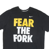 NIKE Mens Black Fear The Fork Graphic T-Shirt 2XL Short Sleeve Crew Neck