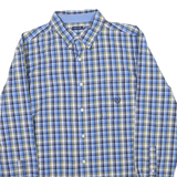 CHAPS Mens Blue & Yellow Check Shirt L Easy Care Long Sleeve Button Down Fit