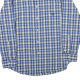 CHAPS Mens Blue & Yellow Check Shirt L Easy Care Long Sleeve Button Down Fit