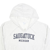 CHAMPION REVERSE WEAVE Womens White Saugatuck Michigan Pullover Hoodie M Cotton