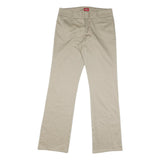 DICKIES Mens Regular Beige Cotton Blend Trousers W32 L32 Zip Closure Straight