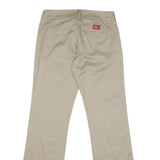 DICKIES Mens Regular Beige Cotton Blend Trousers W32 L32 Zip Closure Straight