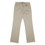 DICKIES Mens Regular Beige Cotton Blend Trousers W32 L32 Zip Closure Straight