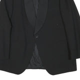 Mens Black Wool Blend Classic Jacket M Plain Button Closure Elegant Style
