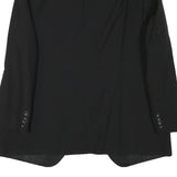 Mens Black Wool Blend Classic Jacket M Plain Button Closure Elegant Style