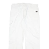 DICKIES Mens White Cotton Blend Regular Straight Trousers W34 L29 Workwear Zip