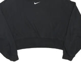 NIKE Womens Black Crew Neck XS Cotton Blend Sweatshirt Pullover Crop Top