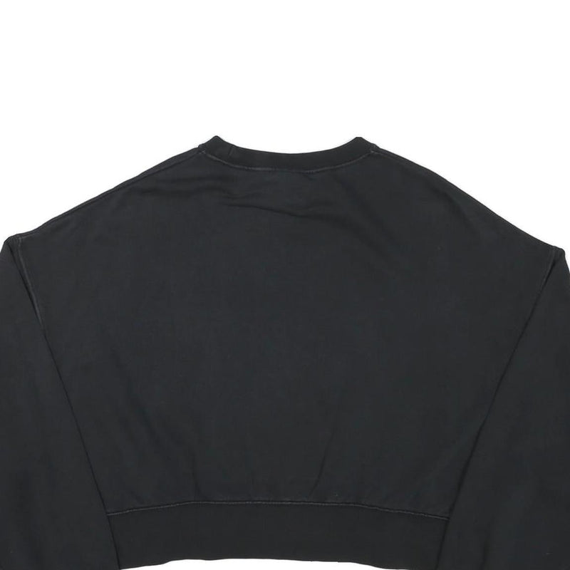NIKE Womens Black Crew Neck XS Cotton Blend Sweatshirt Pullover Crop Top
