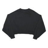 NIKE Womens Black Crew Neck XS Cotton Blend Sweatshirt Pullover Crop Top