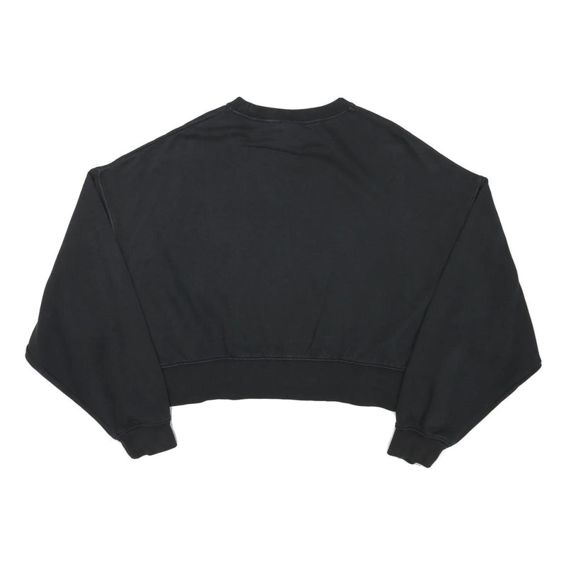 NIKE Womens Black Crew Neck XS Cotton Blend Sweatshirt Pullover Crop Top