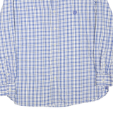 CHAPS Mens Blue & White Check Shirt L Classic Button-Down Collar Long Sleeve
