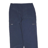 GREENVILLAGE Womens Regular Navy Blue Trousers W32 L32 Zip Pocketed Polyester