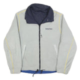 NAUTICA Mens Grey Blue Polyester Blend Reversible Zip Jacket L Fleece