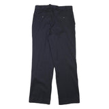 ODEVA Mens Regular Fit Black Cotton Blend Trousers W30 L29 Classic Zip Closure