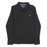 TIMBERLAND Mens Black Long Sleeve Polo Shirt M Cotton Blend Classic