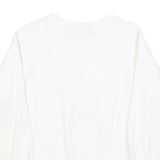 PLATINUM SPORTSWEAR Womens White Cotton Blend Sweatshirt L Artistic Print Crew