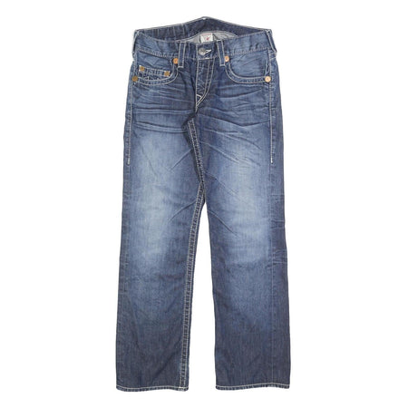TRUE RELIGION Mens Jeans Blue Regular Straight Denim Medium W31 L32 Classic Zip