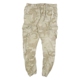 URBAN CLASSICS Mens Slim Cotton Blend Beige & Cream Camo Cargo Trousers W31 L28