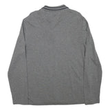 LACOSTE Mens Grey Long Sleeve Plain Polo Shirt L Cotton Blend Classic Fit