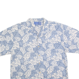 OP Mens Blue & White Hawaiian Shirt XL Leaf Print Summer Casual Button-Up