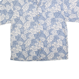 OP Mens Blue & White Hawaiian Shirt XL Leaf Print Summer Casual Button-Up