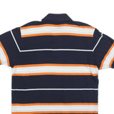 NAUTICA Mens Navy Blue & Orange Striped Short Sleeve Polo Shirt S Cotton Blend