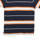 NAUTICA Mens Navy Blue & Orange Striped Short Sleeve Polo Shirt S Cotton Blend