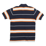 NAUTICA Mens Navy Blue & Orange Striped Short Sleeve Polo Shirt S Cotton Blend