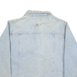 BILLBLASS Womens Blue Denim Cotton Button Jacket L Floral Embroidery Classic