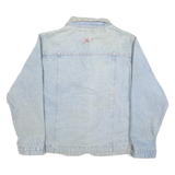 BILLBLASS Womens Blue Denim Cotton Button Jacket L Floral Embroidery Classic